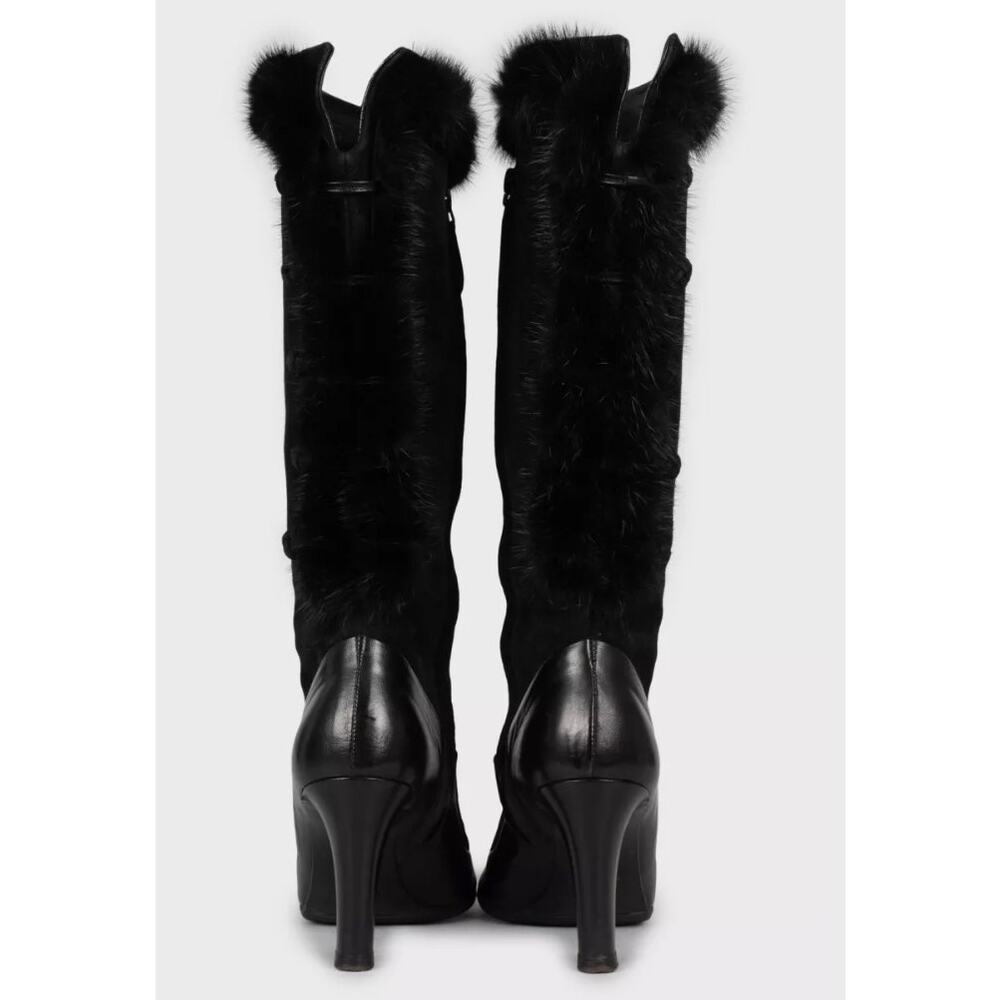 Alexander McQueen Black Suede Fur Trim Boots - EU 39.5 - Picture 4 of 5